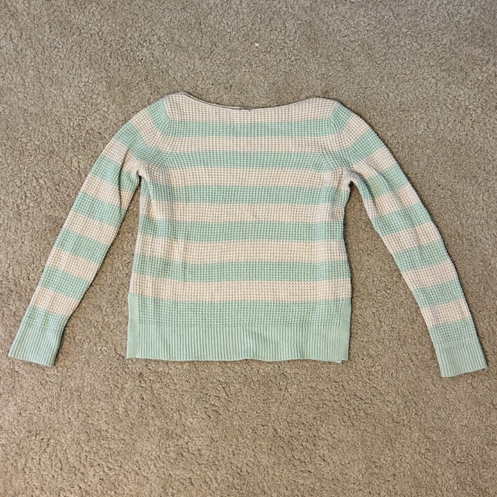 Light blue and white striped sweater